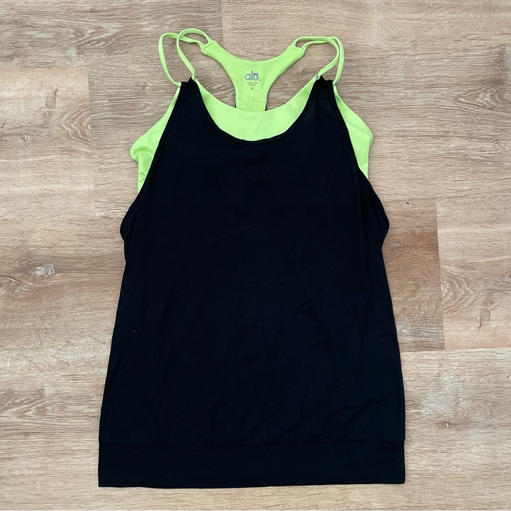 ALO Yoga 2 in 1 Medium Impact bra w/ Jersey Tank- Medium